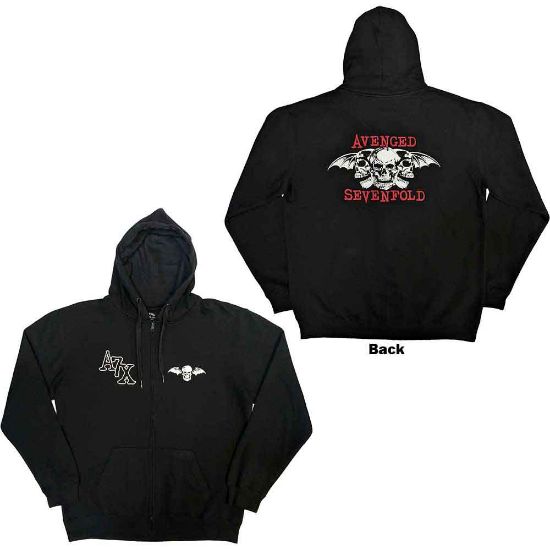 Picture of Avenged Sevenfold Unisex Zipped Hoodie: Dead Head Back Print