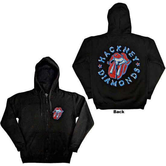 Picture of The Rolling Stones Unisex Zipped Hoodie: Hackney Diamonds Stars Back Print