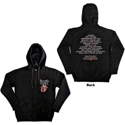 Picture of The Rolling Stones Unisex Zipped Hoodie: Hackney Diamonds Tracklist Back Print