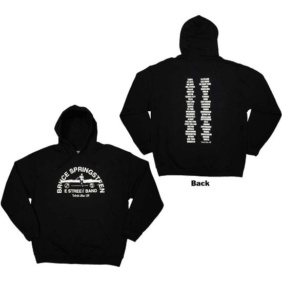 Picture of Bruce Springsteen Unisex Pullover Hoodie: Tour '23 Leaning Car Ex-Tour Back Print