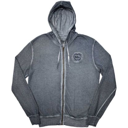 Picture of The Beatles Unisex Zipped Hoodie: Apple Logo Stone Wash