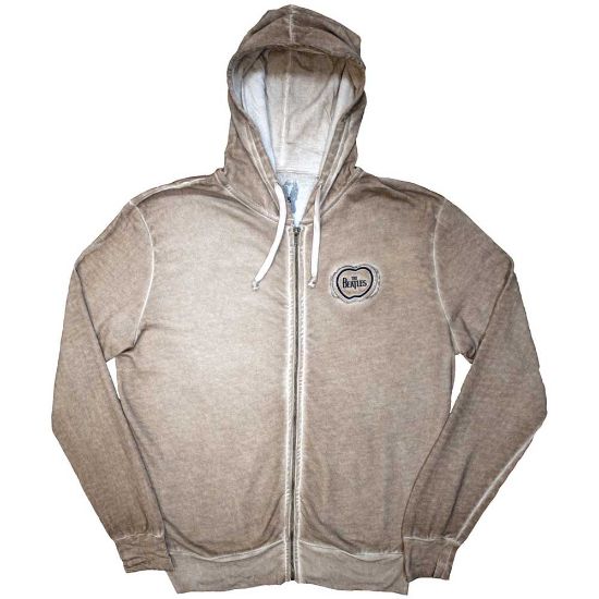Picture of The Beatles Unisex Zipped Hoodie: Apple Logo Stone Wash