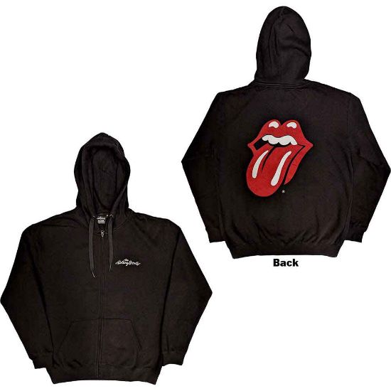 Picture of The Rolling Stones Unisex Zipped Hoodie: Logo & Tongue Back Print