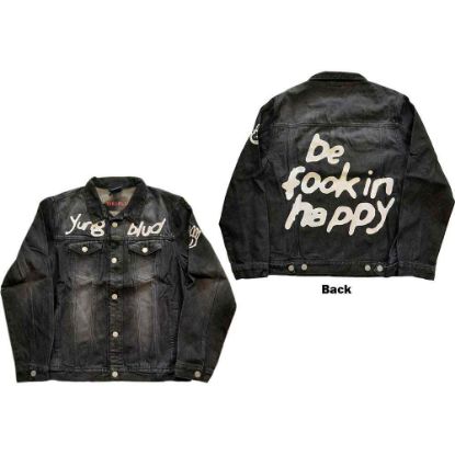 Picture of Yungblud Unisex Denim Jacket: Be Fooking Happy Back & Sleeve Print