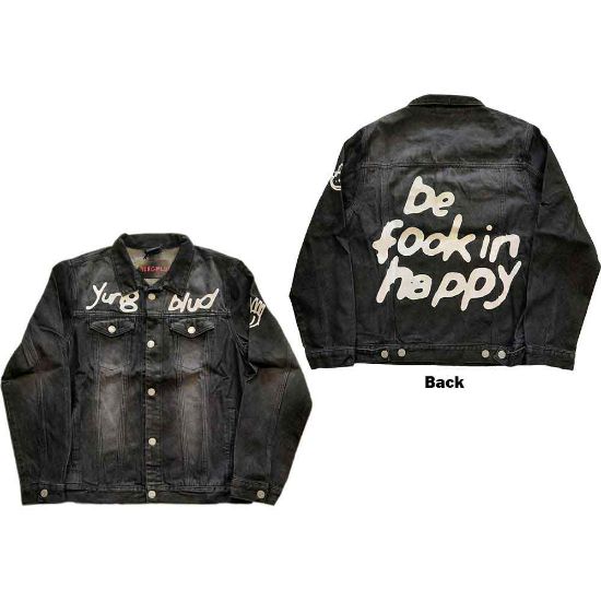 Picture of Yungblud Unisex Denim Jacket: Be Fooking Happy Back & Sleeve Print