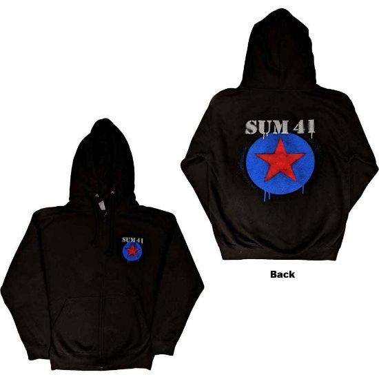 Picture of Sum 41 Unisex Zipped Hoodie: Star Logo Ex-Tour Back Print (X-Large)