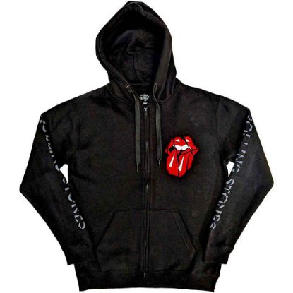 Picture of The Rolling Stones Unisex Zipped Hoodie: Hackney Diamonds Shattered Tongue Sleeve Print