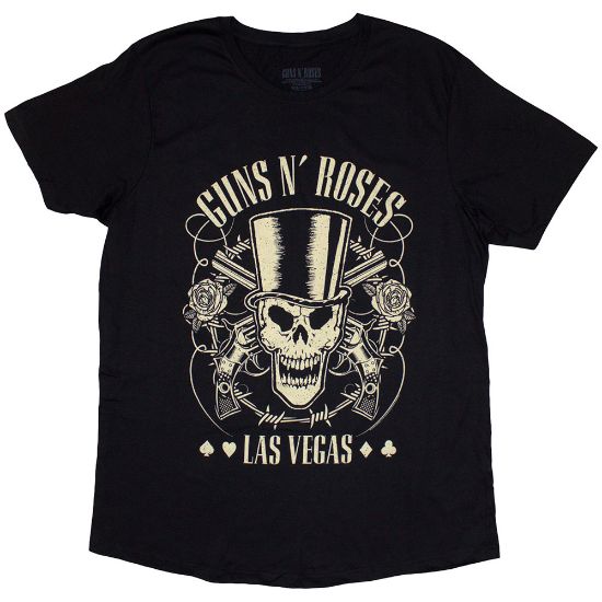 Picture of Guns N' Roses Ladies T-Shirt: Top Hat, Skull & Pistols Las Vegas