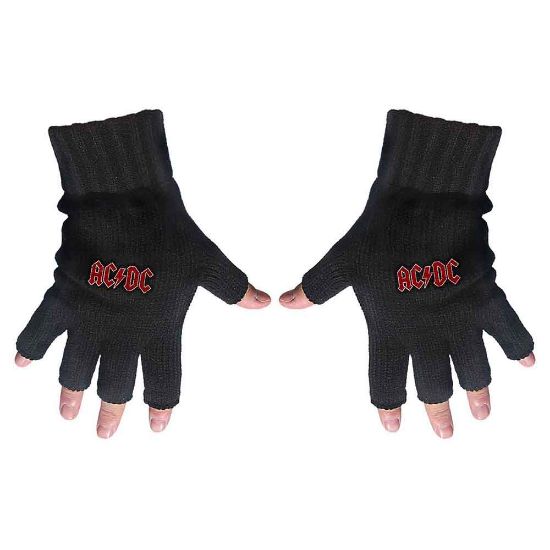 Picture of AC/DC Unisex Fingerless Gloves: Classic Red Logo