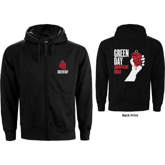 Picture of Green Day Unisex Zipped Hoodie: American Idiot Back Print