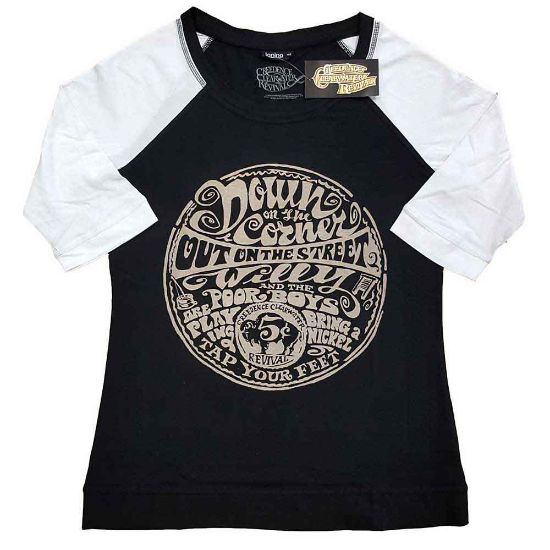 Picture of Creedence Clearwater Revival Ladies Raglan T-Shirt: Down On The Corner